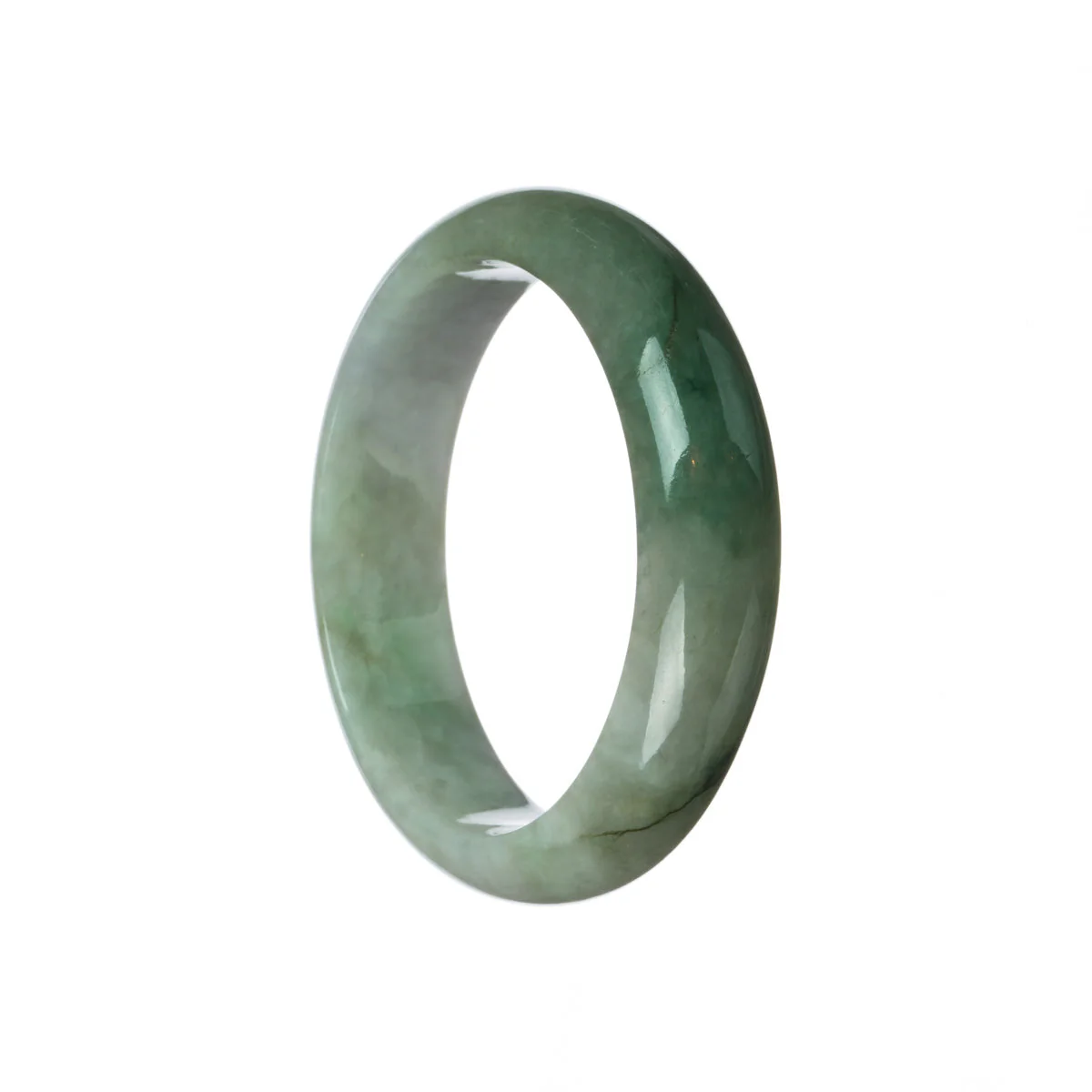 Genuine Untreated Green with lavender Burma Jade Bangle Bracelet - 59mm Half Moon