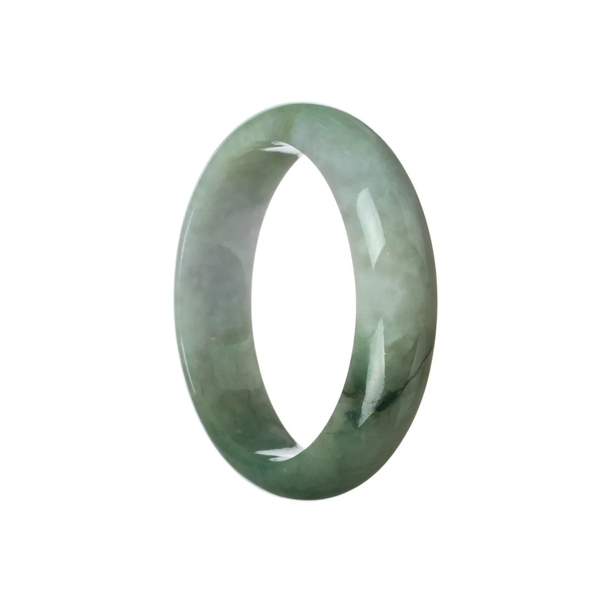 Genuine Untreated Green with lavender Burma Jade Bangle Bracelet - 59mm Half Moon - Image 3