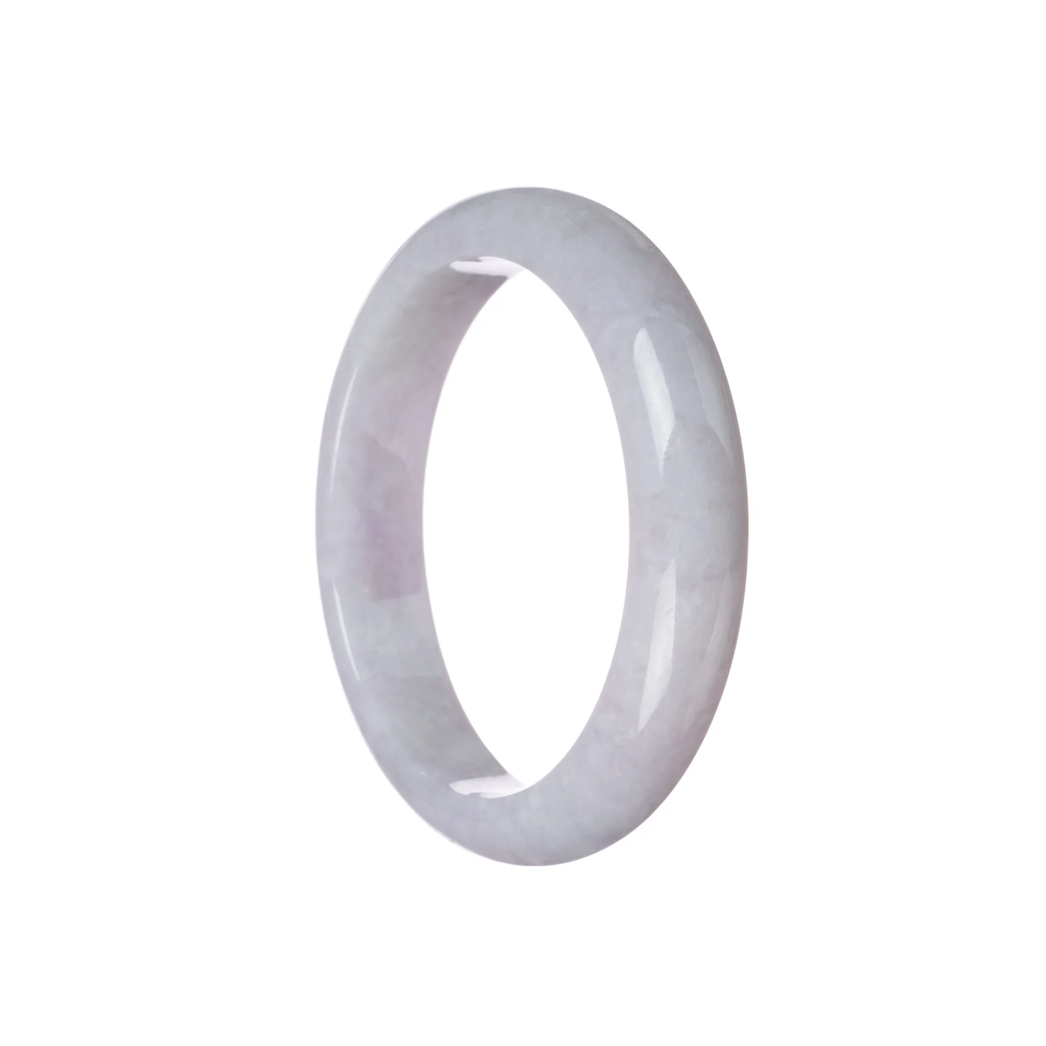 Genuine Grade A Lavender Jade Bangle - 58mm Half Moon - Image 2