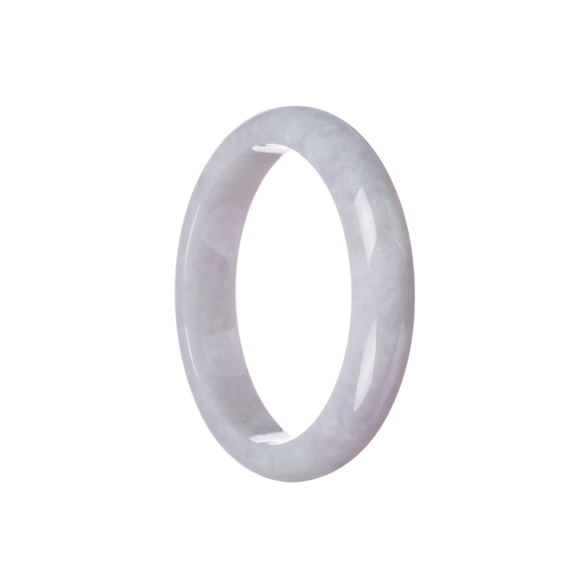Genuine Grade A Lavender Jade Bangle - 58mm Half Moon - Image 3