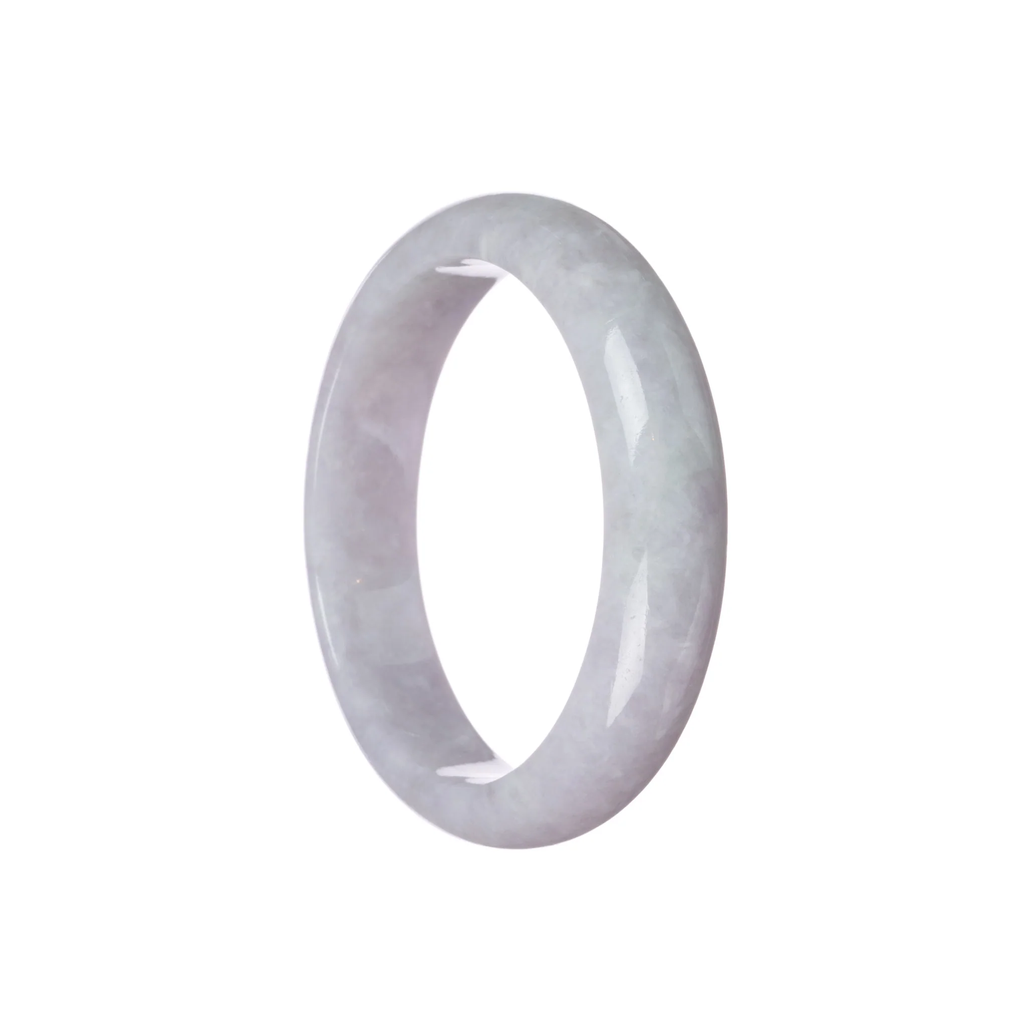 Genuine Grade A Lavender Burmese Jade Bangle Bracelet - 57mm Half Moon - Image 2