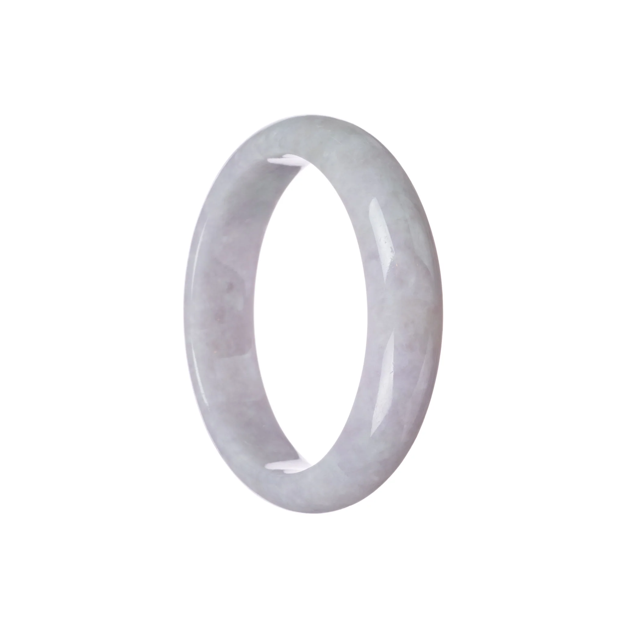 Genuine Grade A Lavender Burmese Jade Bangle Bracelet - 57mm Half Moon - Image 3