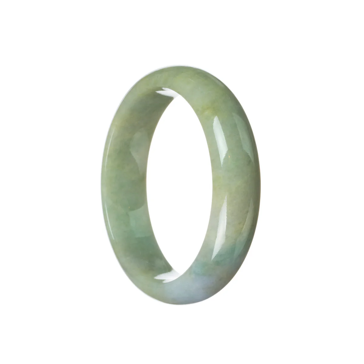 Real Type A Green with Lavender Jadeite Bangle - 59mm Half Moon - Image 2