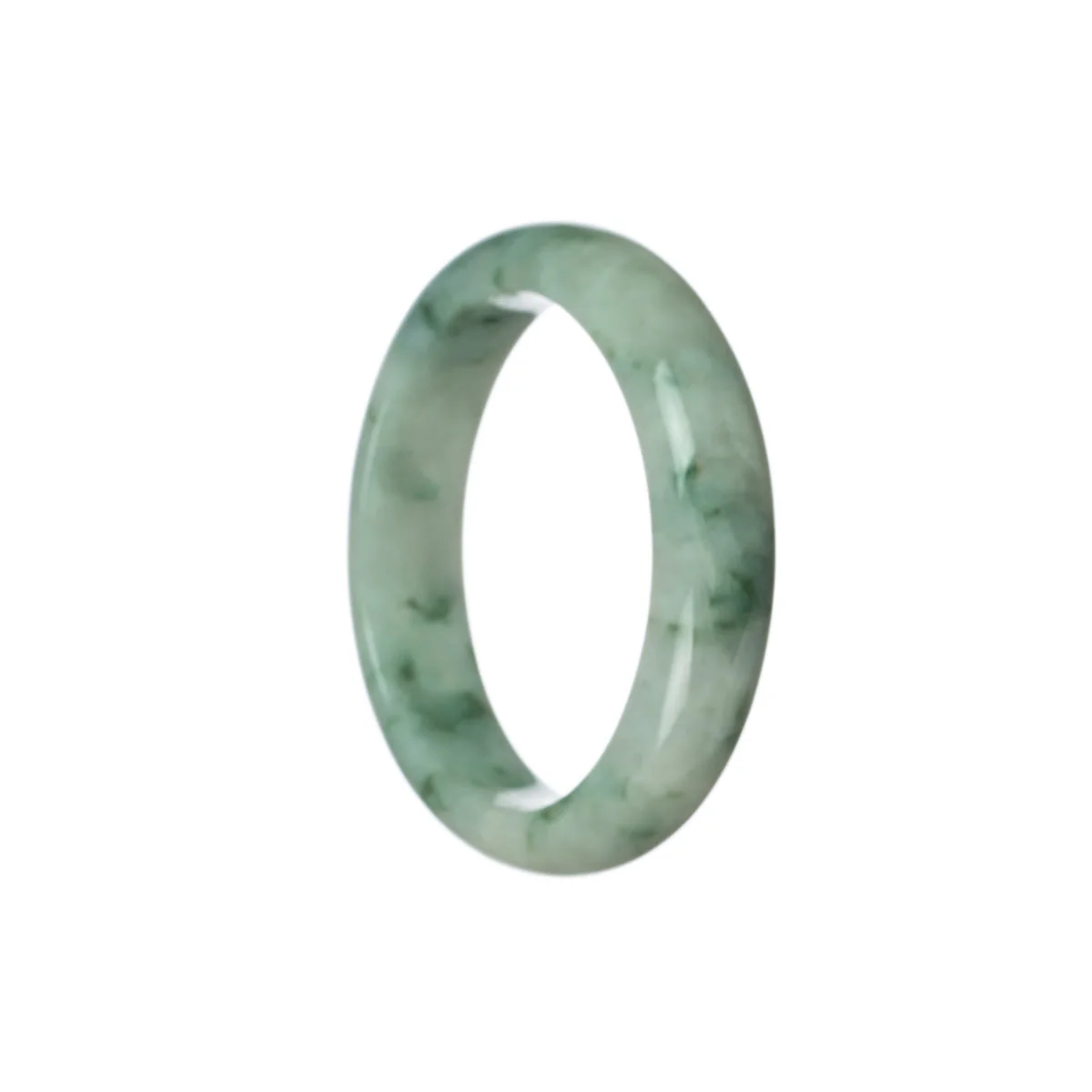 Certified Grade A Pale green with green flower Jadeite Jade Bangle Bracelet - 51mm Half Moon - Image 2