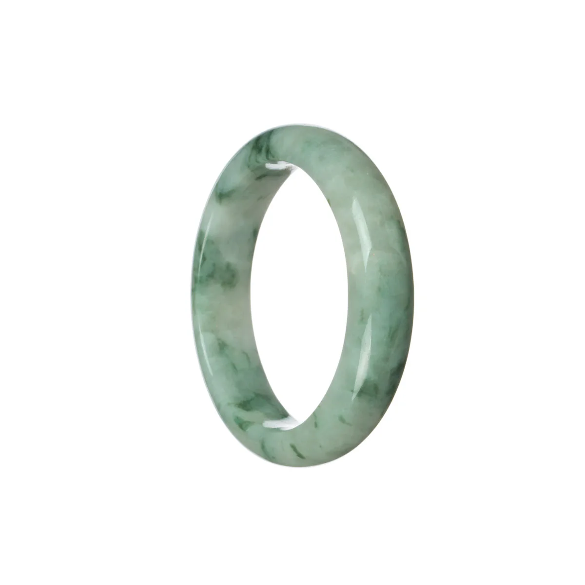 Certified Grade A Pale green with green flower Jadeite Jade Bangle Bracelet - 51mm Half Moon - Image 3