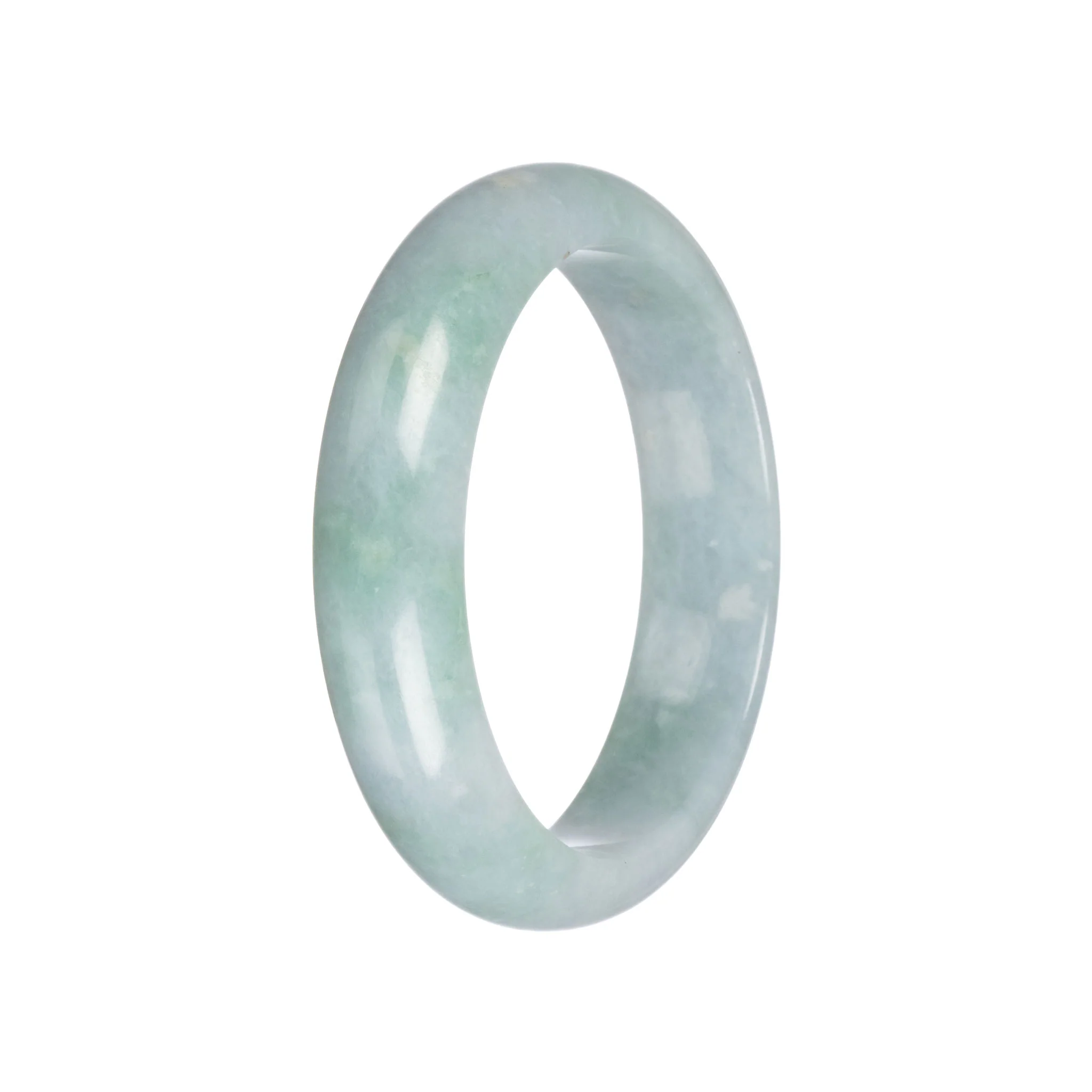 Real Grade A Green Burmese Jade Bangle Bracelet - 58mm Half Moon - Image 4