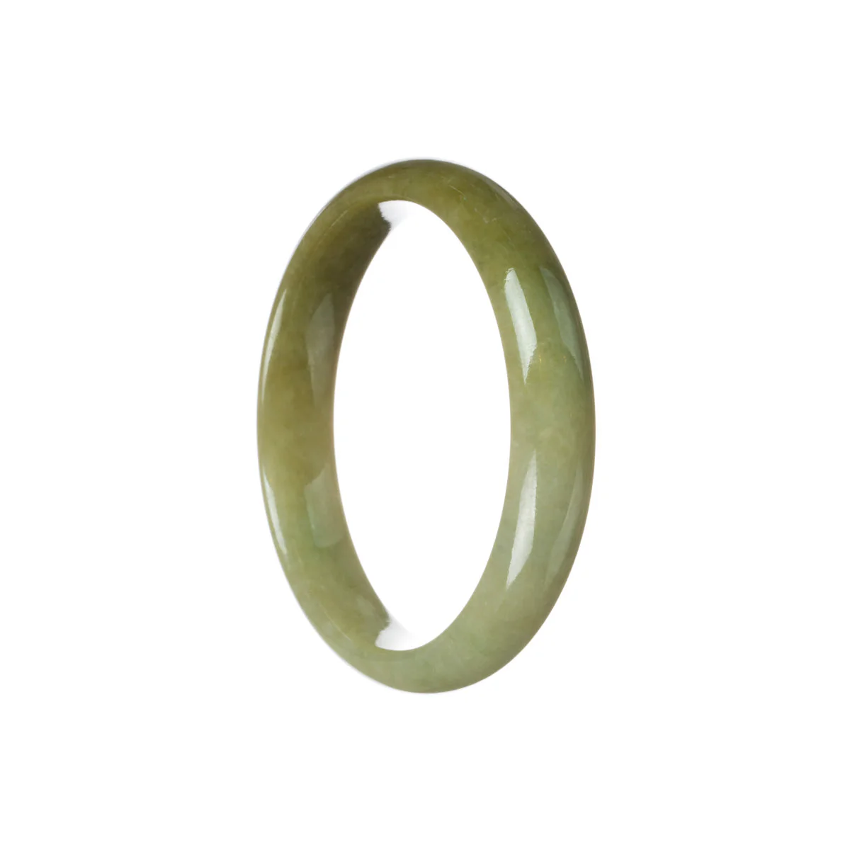 Real Grade A Brownish Olive Green with Brown Patch Jadeite Bangle Bracelet - 59mm Half Moon - Image 2