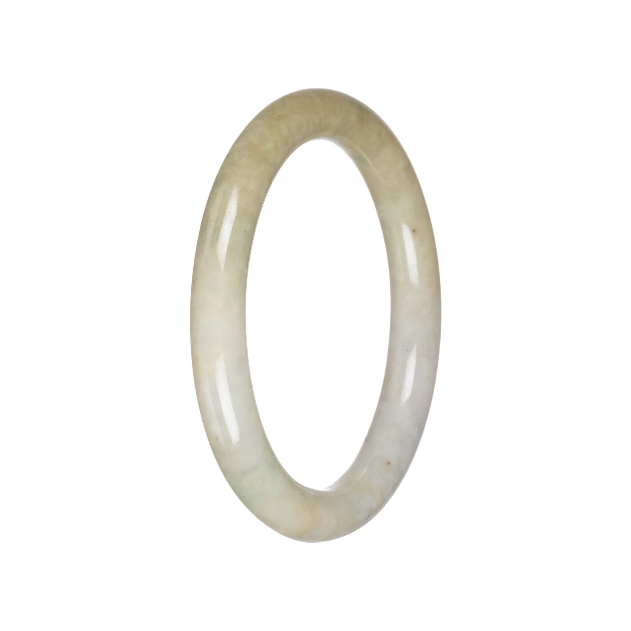 Genuine Pale Green with White Jadeite Jade Bangle - 60mm Round - Image 2