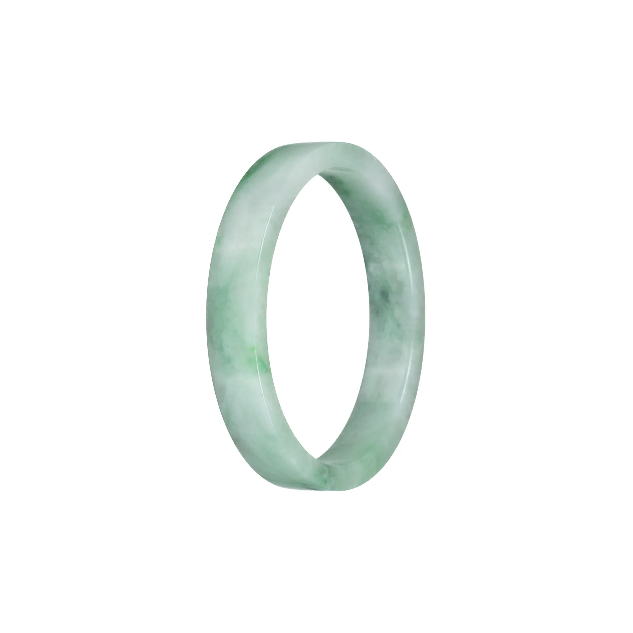 Genuine Type A Green Pattern Jadeite Bracelet - 52mm Flat - Image 2