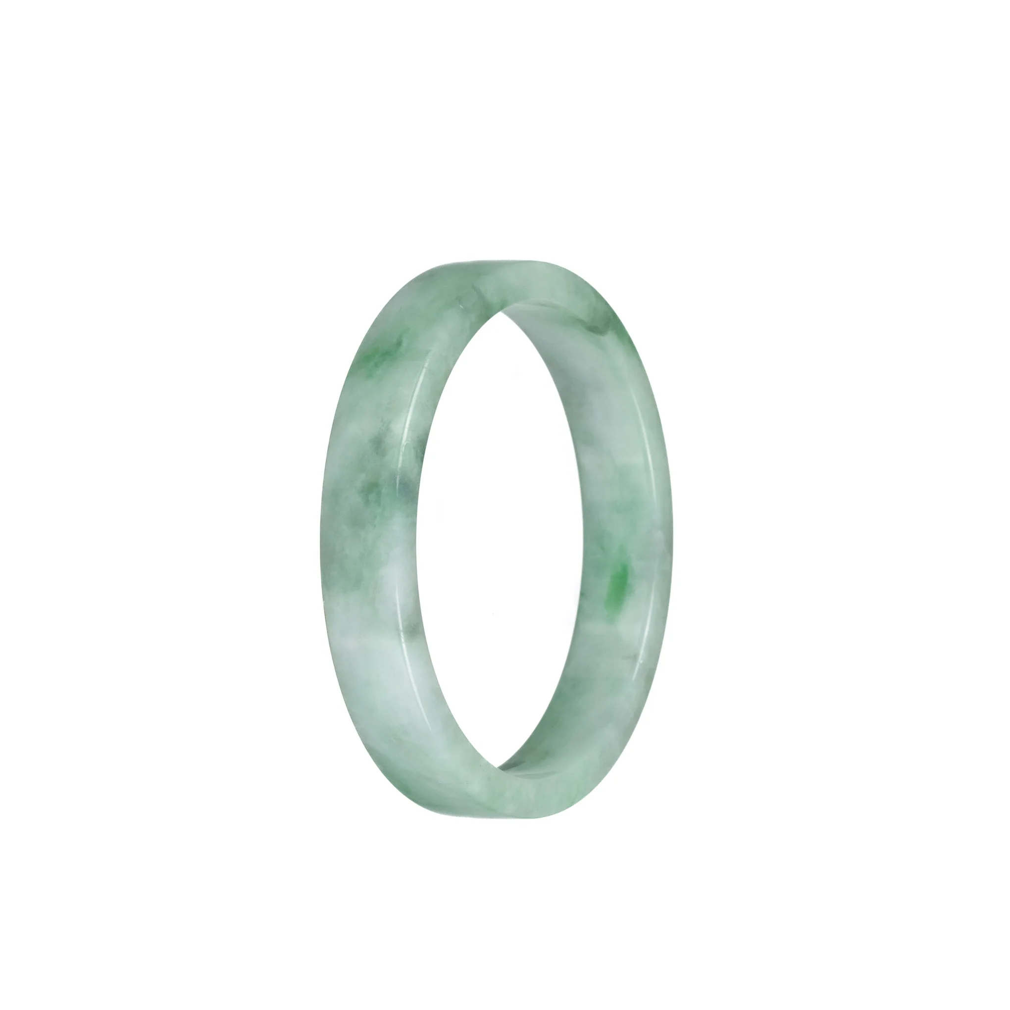 Genuine Type A Green Pattern Jadeite Bracelet - 52mm Flat - Image 3