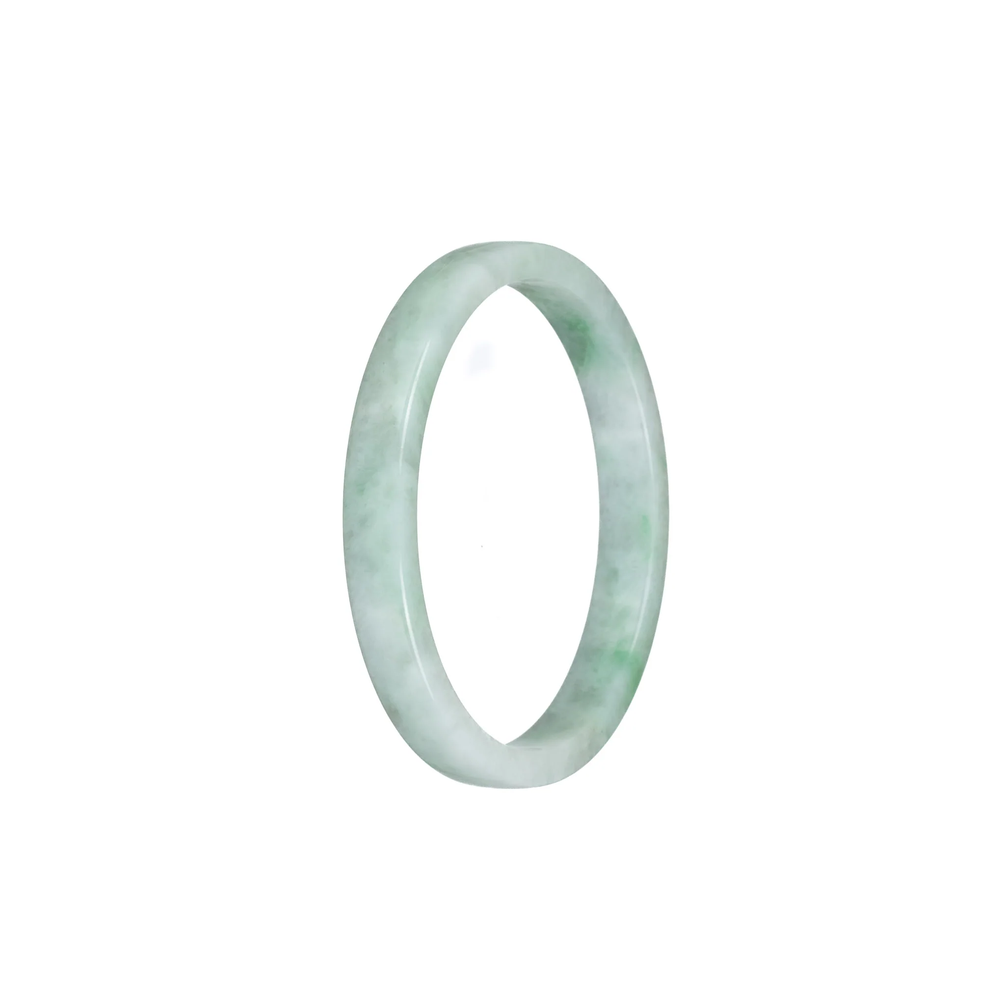Genuine Type A Pale Green with Green Pattern Jadeite Jade Bangle - 52mm Flat - Image 3