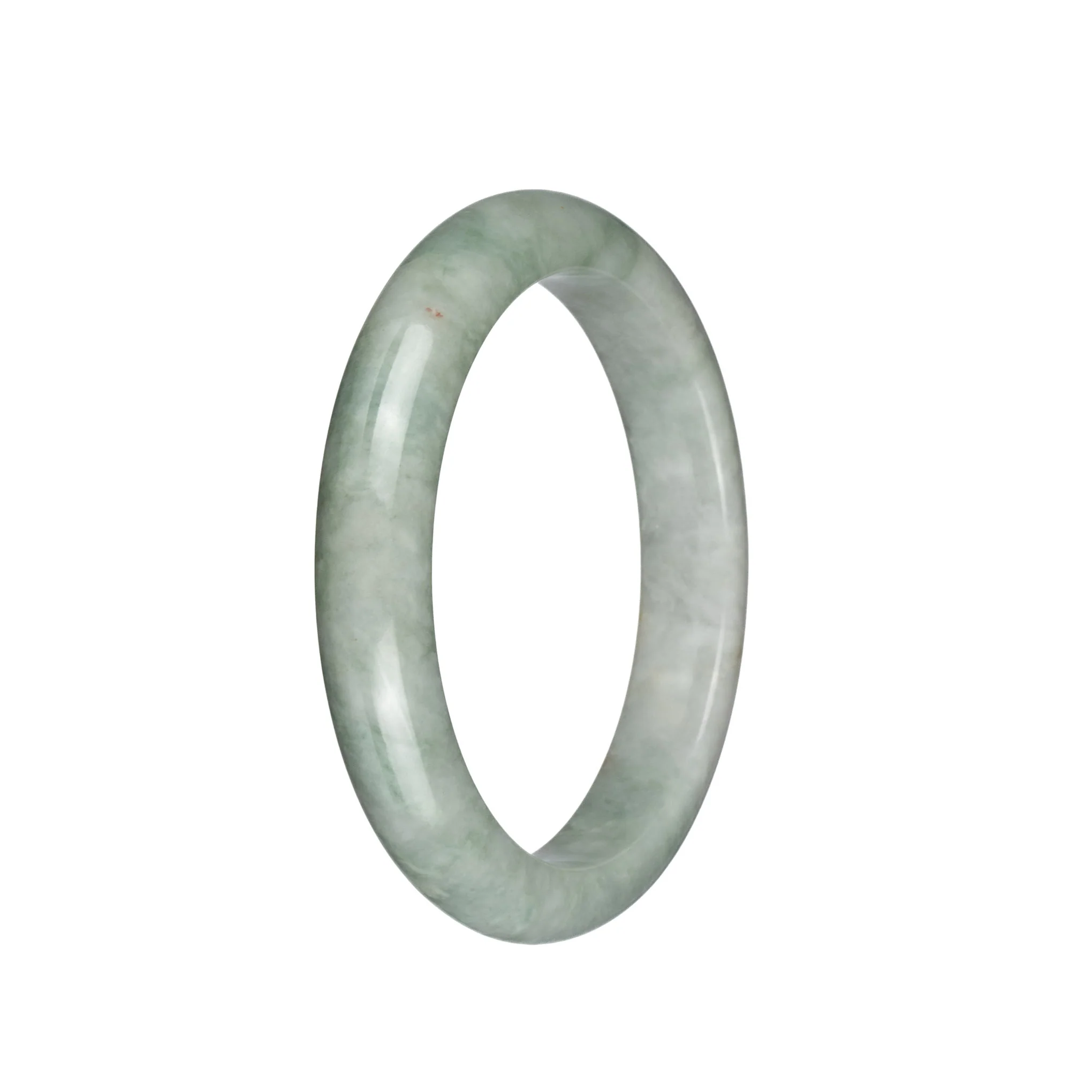 Genuine Untreated Creamy White with Olive Green Jade Bracelet - 60mm Semi Round - Image 2