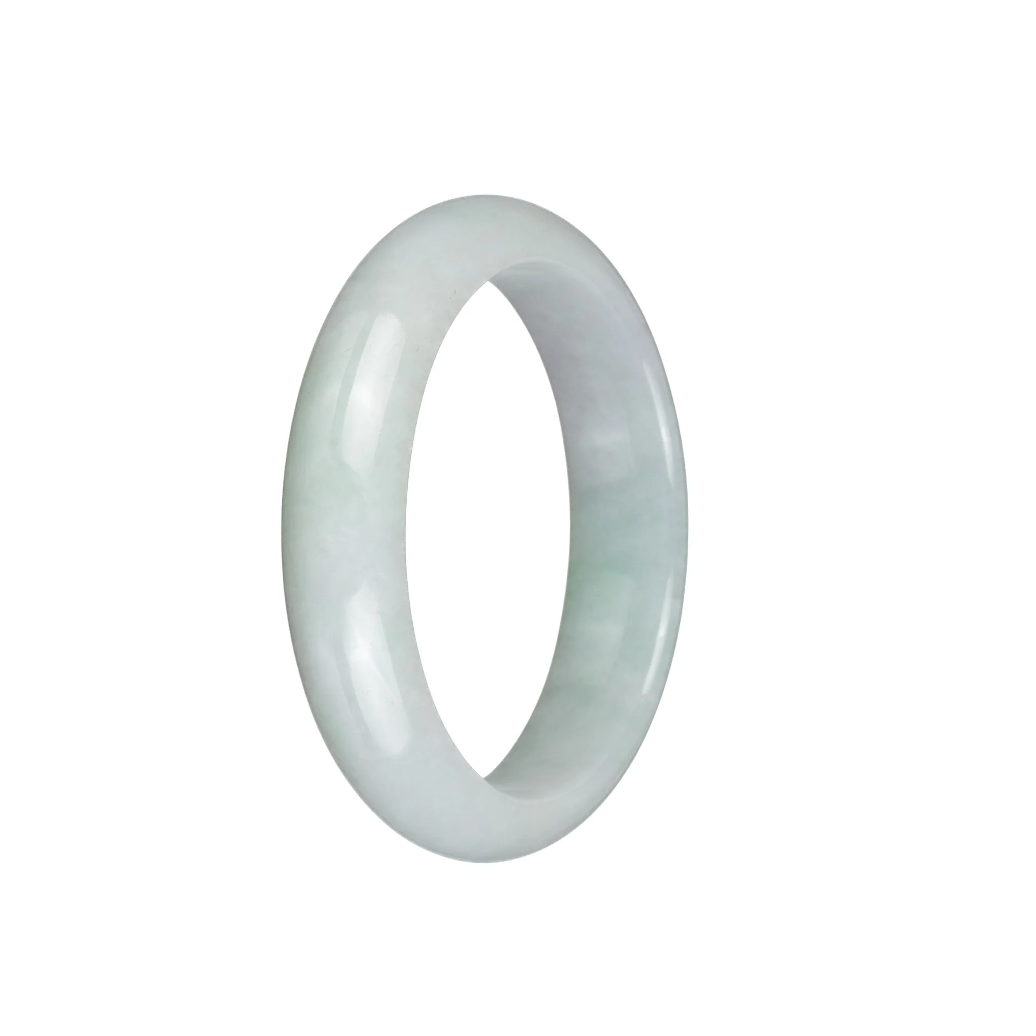 Genuine Untreated White with Light Green  Jadeite Bangle - 55mm Half Moon - Image 2