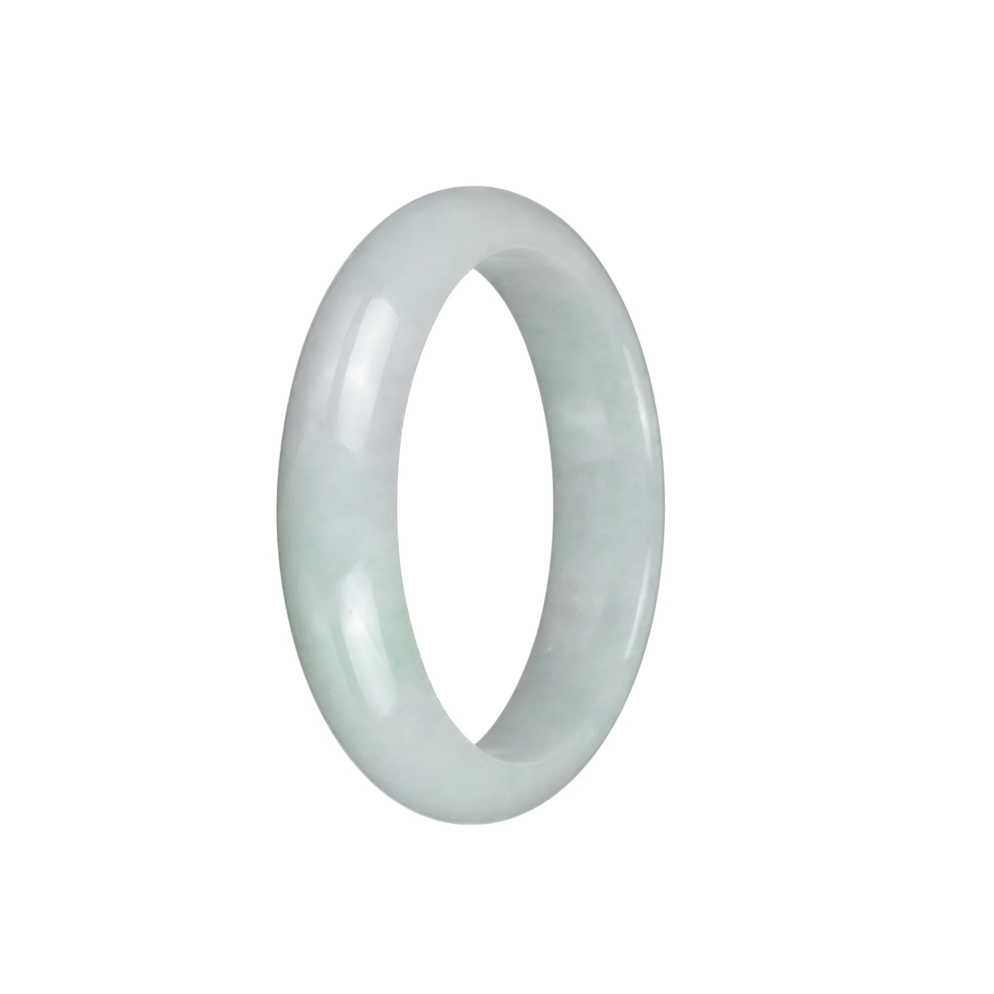 Genuine Untreated White with Light Green  Jadeite Bangle - 55mm Half Moon - Image 3