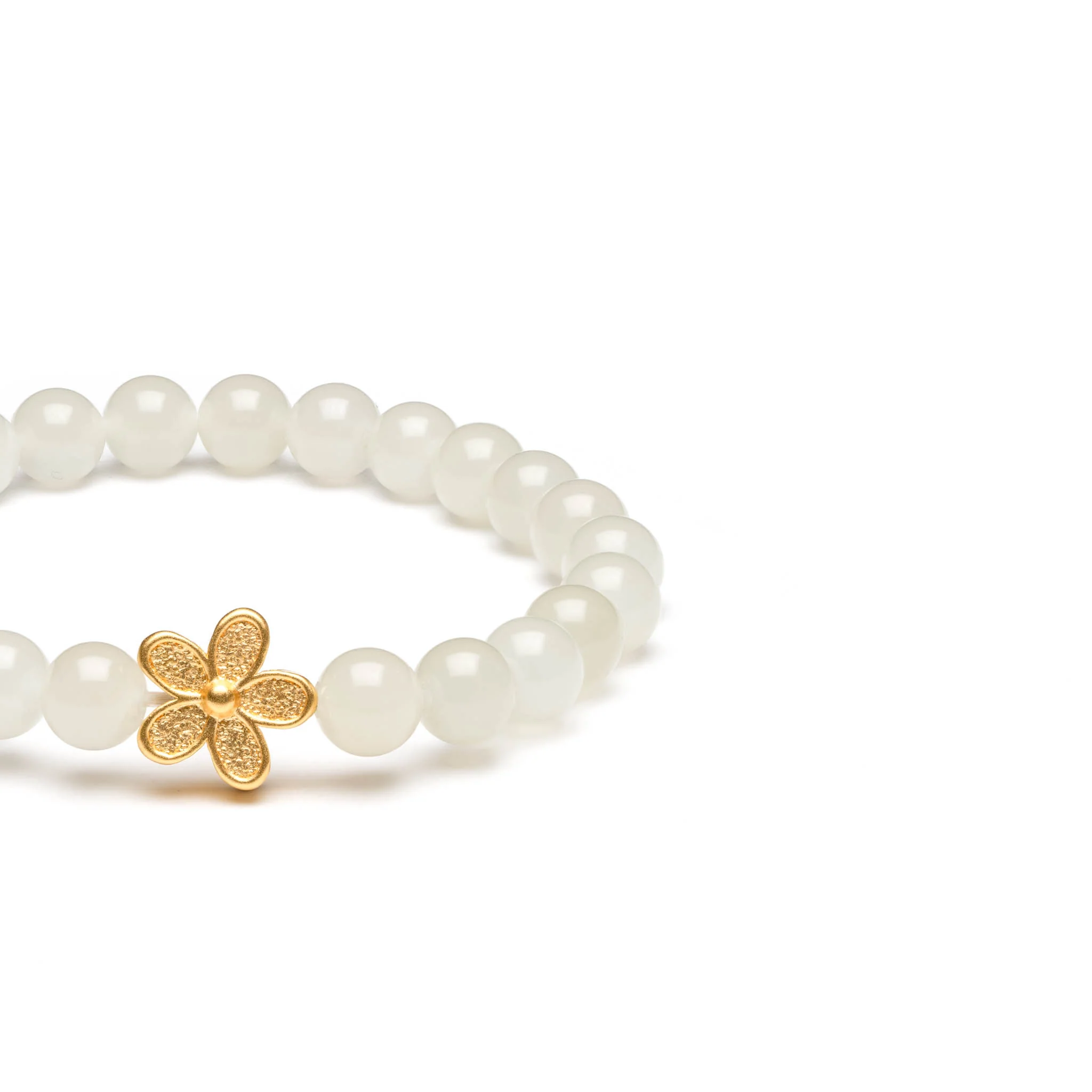 Golden Petal Jade Bracelet with 999 Pure Gold Flower - Image 2