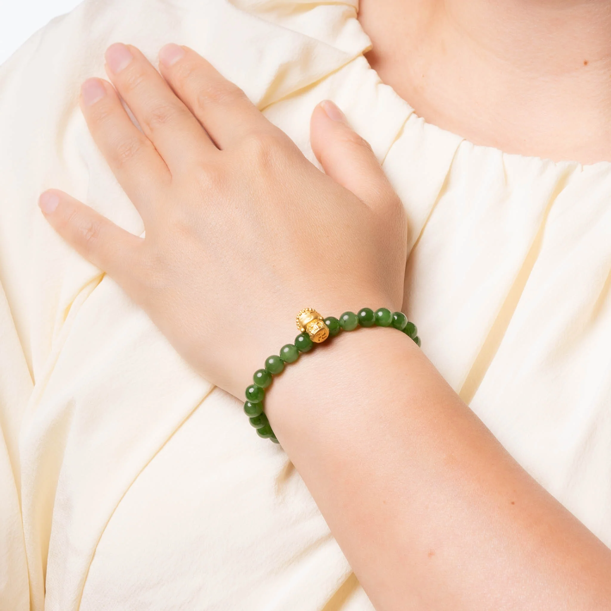 Golden Zodiac Guardian Jade Bracelet with 24K Gold Charms - Image 4
