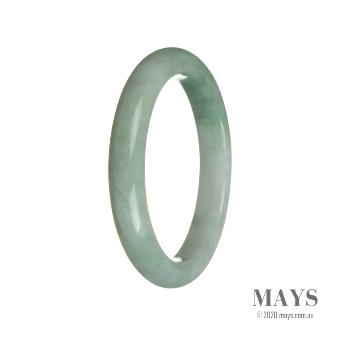 Real Untreated Green with White Jadeite Bracelet - 63mm Semi Round