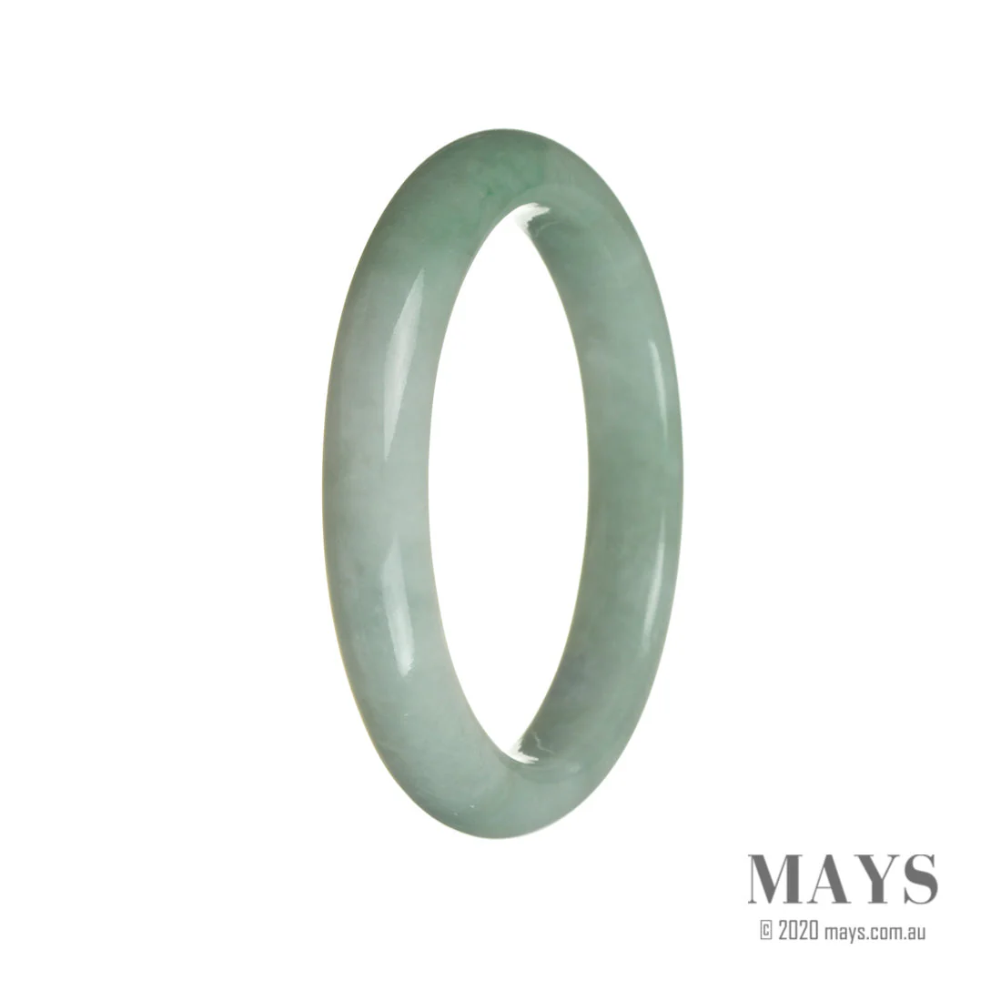 Real Untreated Green with White Jadeite Bracelet - 63mm Semi Round - Image 2
