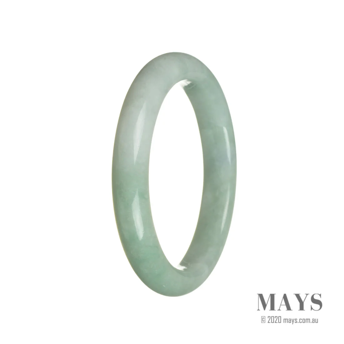 Real Untreated Green with White Jadeite Bracelet - 63mm Semi Round - Image 3