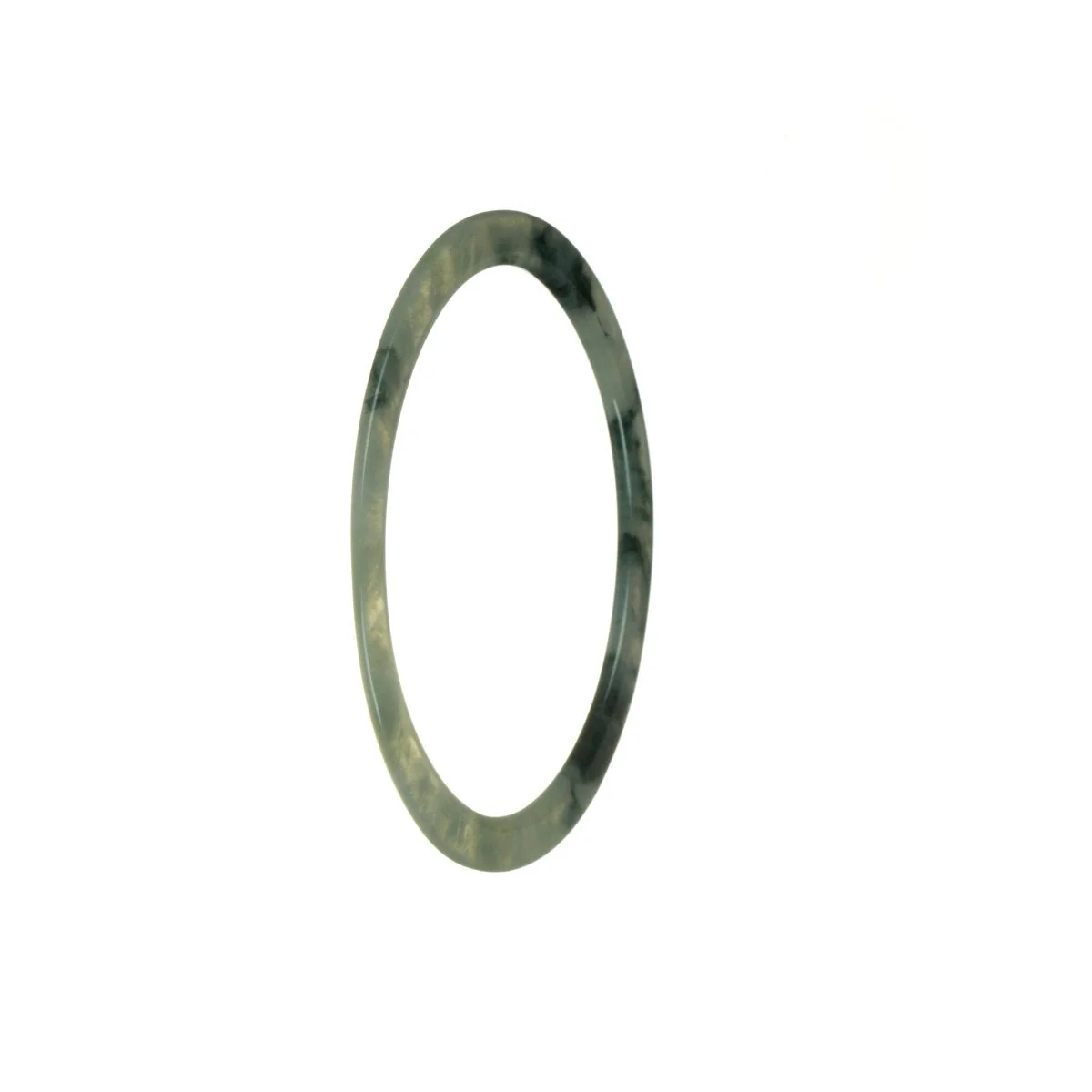 Genuine Natural Spinach Traditional Jade Bangle Bracelet - 58mm Thin - Image 2
