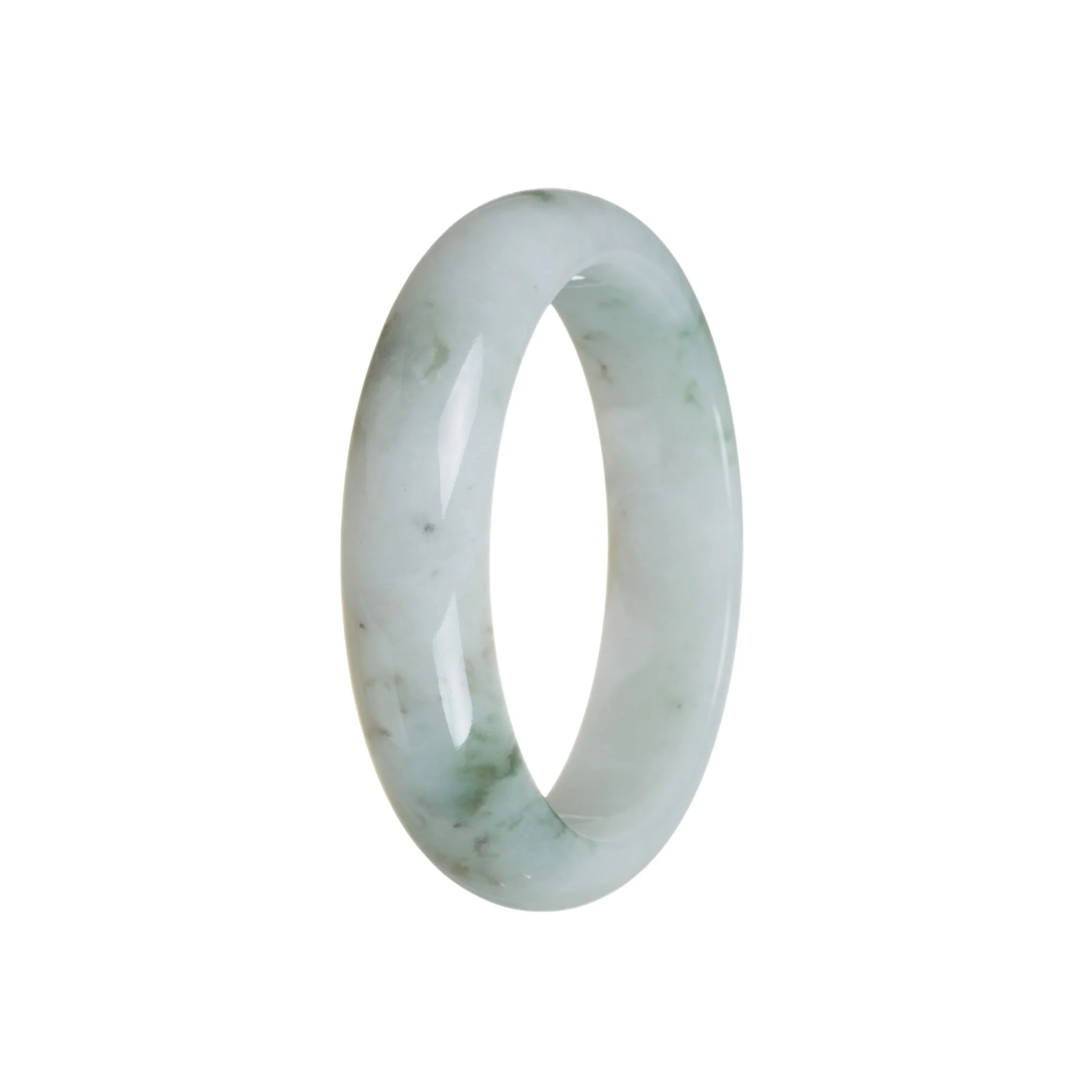 Certified Grade A White Jadeite Bangle Bracelet - 59mm Half Moon - Image 3