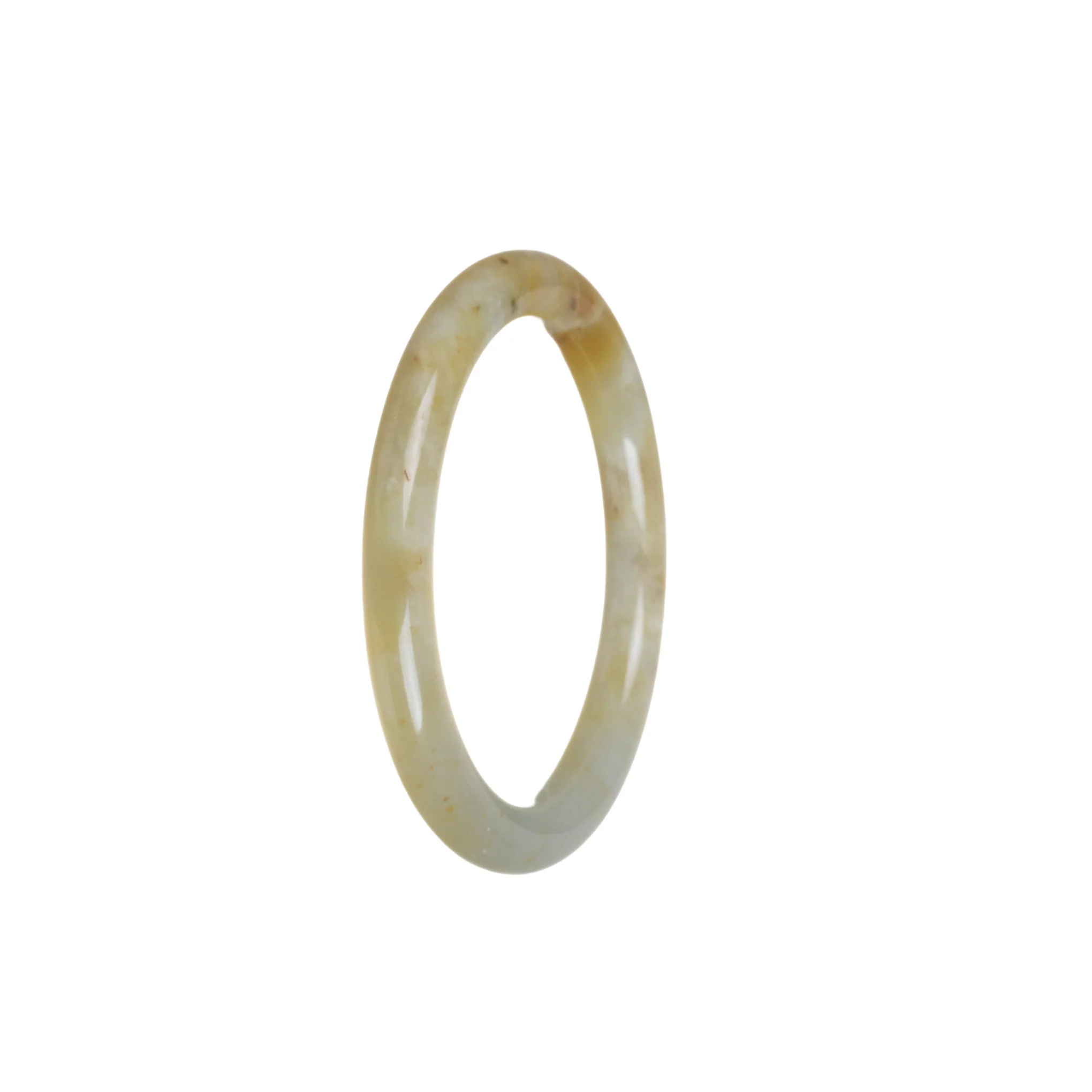 Authentic Natural Yellowish Brown Jadeite Jade Bangle Bracelet - 50mm Petite Round - Image 2