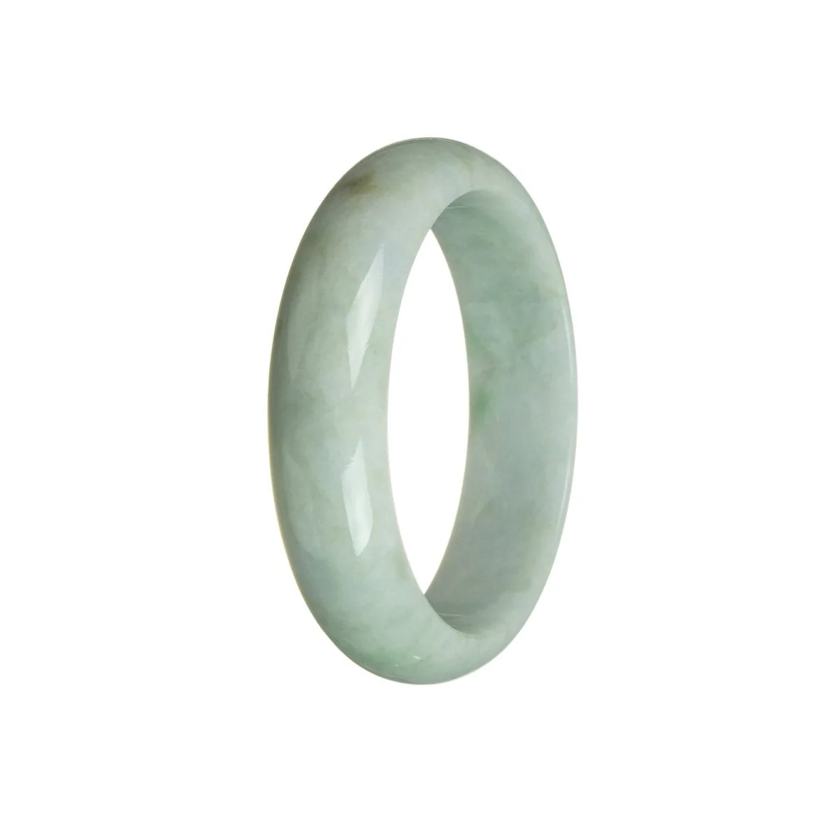 Authentic Untreated White with Green Jadeite Bangle - 59mm Half Moon - Image 3