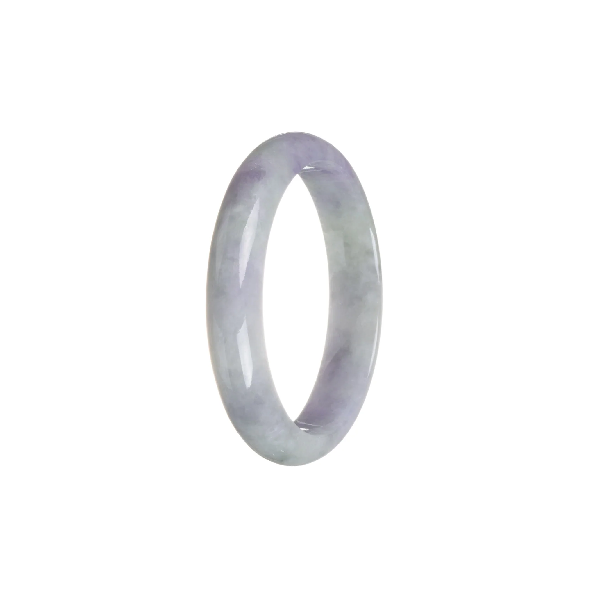 Authentic Grade A Lavender Burmese Jade Bangle Bracelet - 52mm Half Moon - Image 2