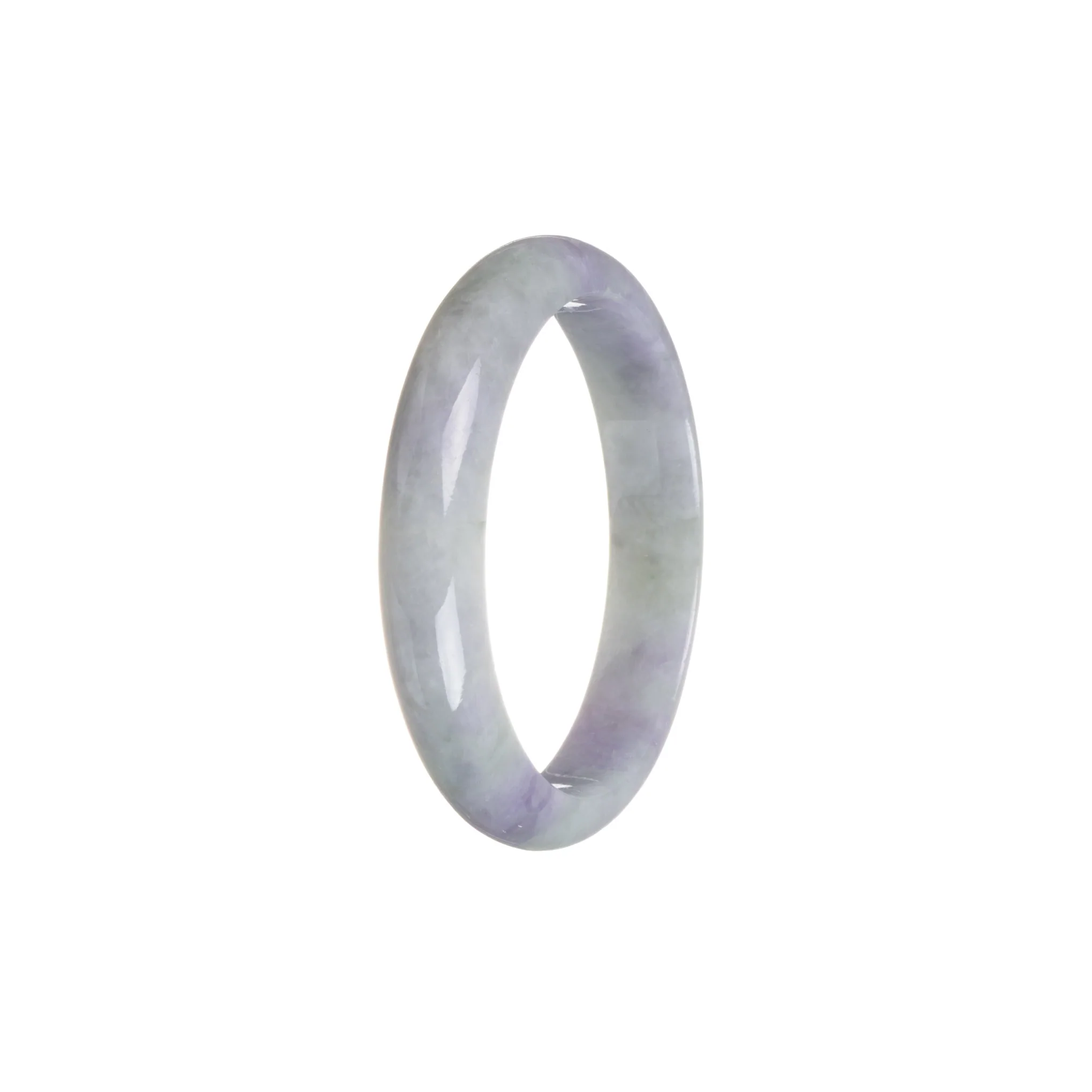 Authentic Grade A Lavender Burmese Jade Bangle Bracelet - 52mm Half Moon - Image 3