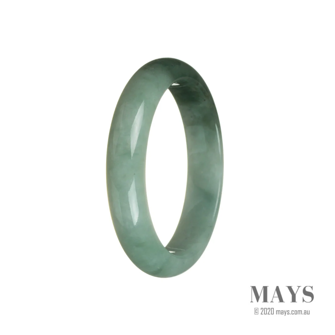 Authentic Type A Green Flower Burmese Jade Bangle Bracelet - 58mm Half Moon - Image 2