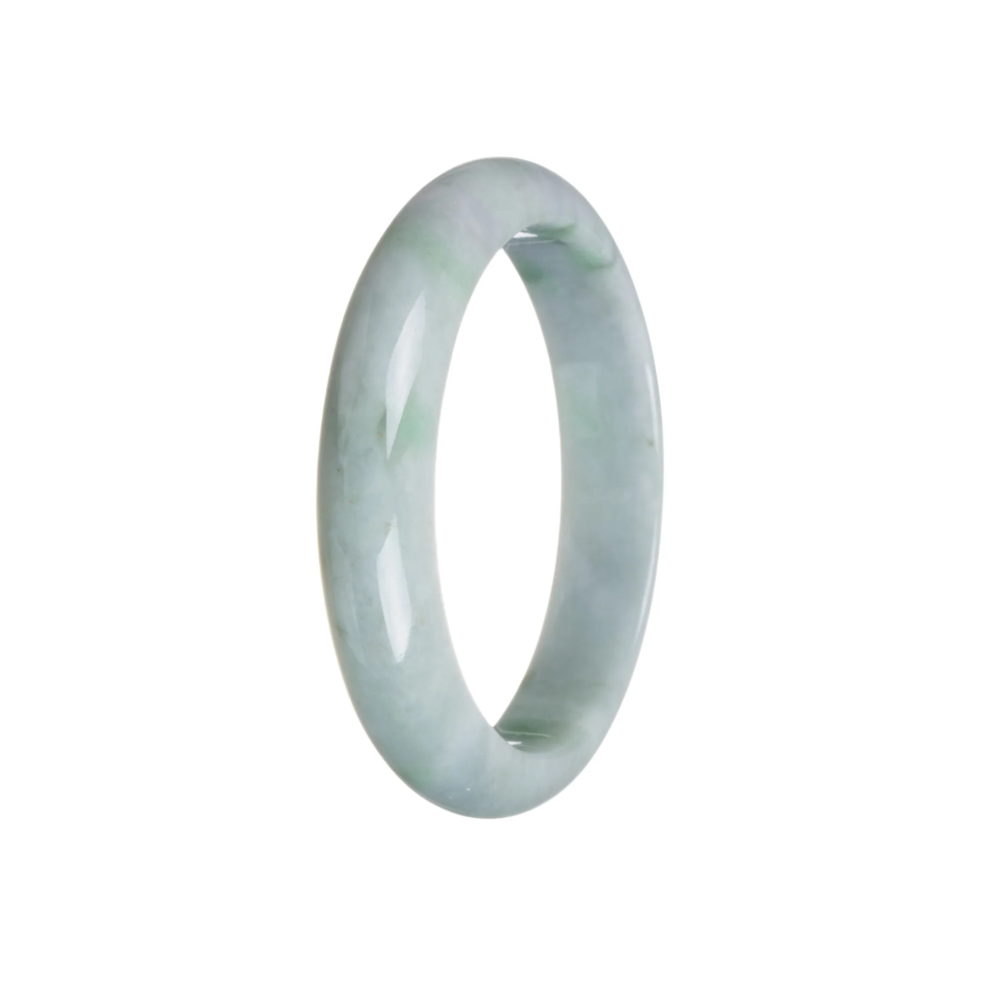 Authentic Grade A Green with Grey Jade Bangle Bracelet - 59mm Half Moon - Image 2