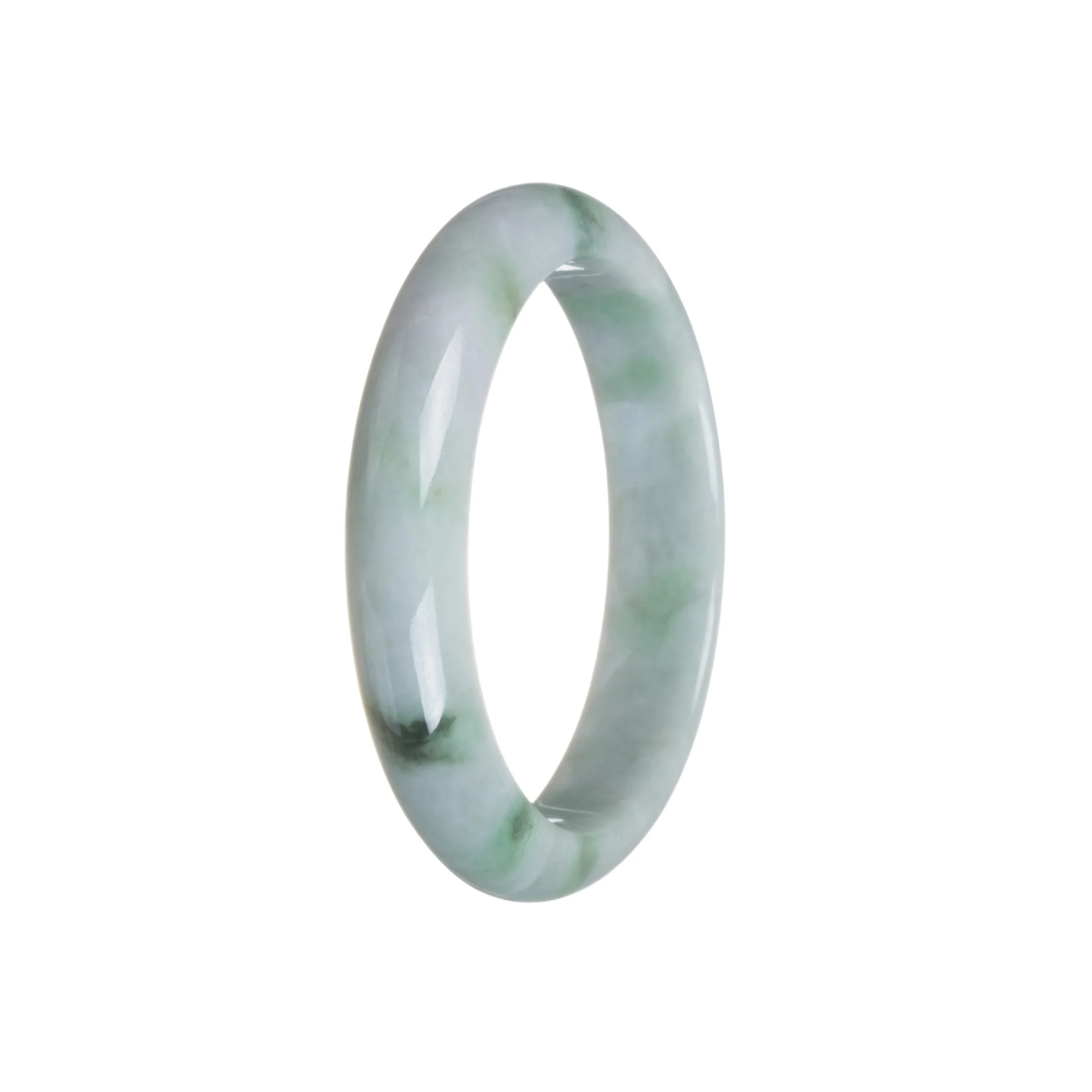 Authentic Grade A Green with Grey Jade Bangle Bracelet - 59mm Half Moon - Image 3