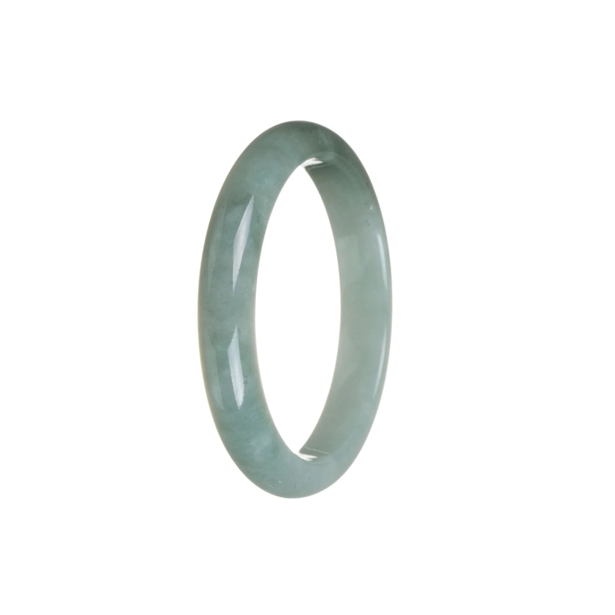 Certified Type A Green Jade Bangle Bracelet - 55mm Half Moon - Image 3