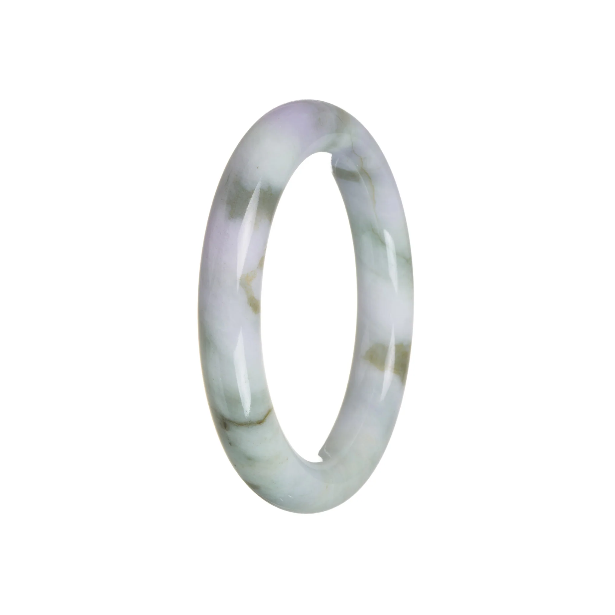 Certified Grade A Green with Lavender Jadeite Jade Bangle - 56mm Round - Image 2