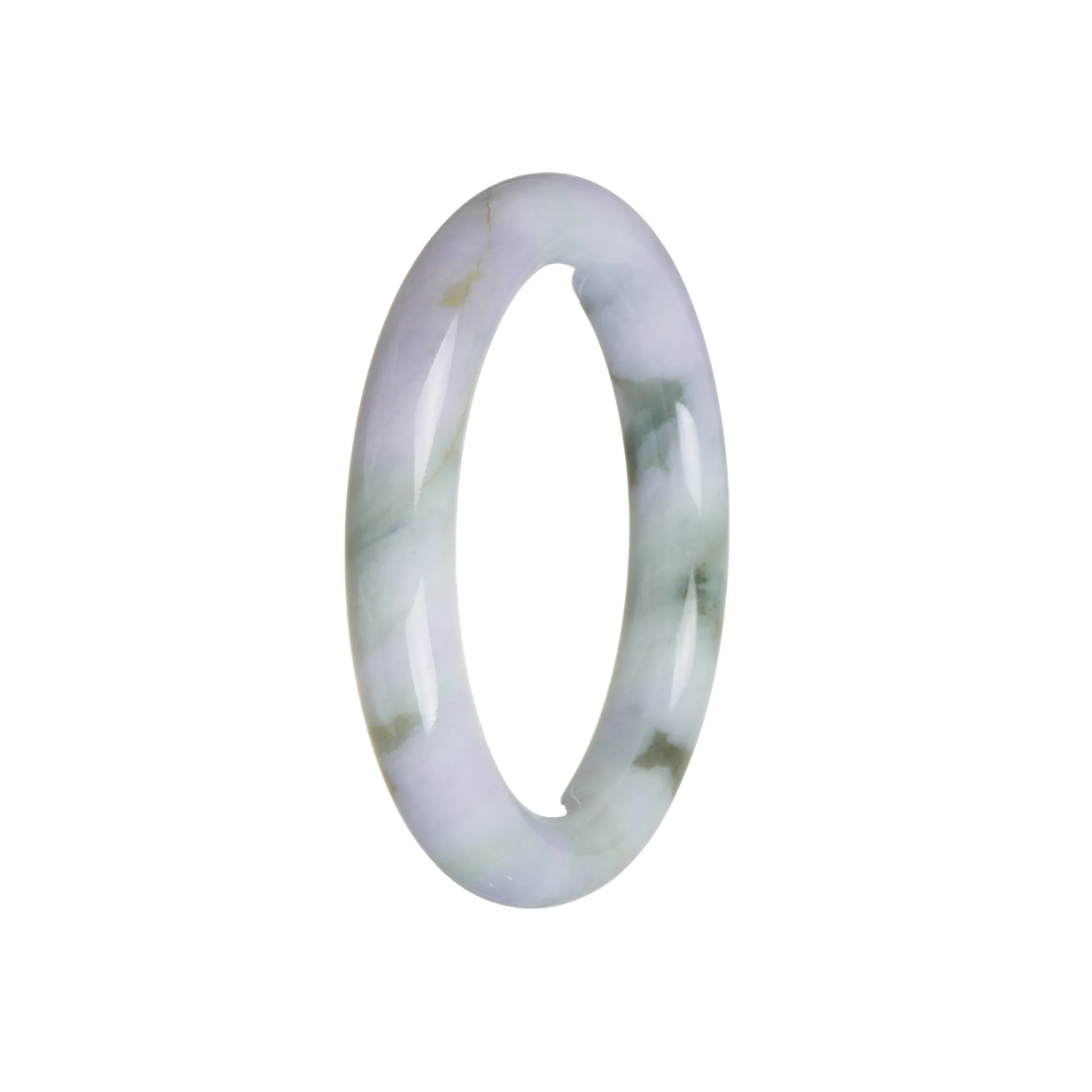 Certified Grade A Green with Lavender Jadeite Jade Bangle - 56mm Round - Image 3