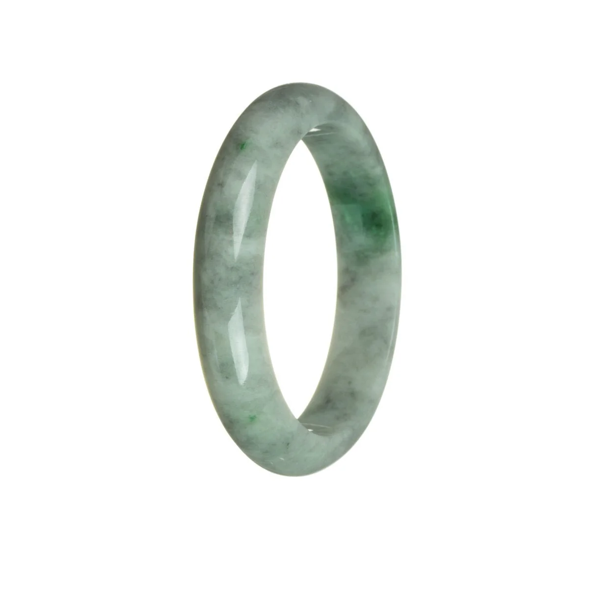 Certified Grade A Bluish Green with Grey Traditional Jade Bangle Bracelet - 58mm Half Moon - Image 3