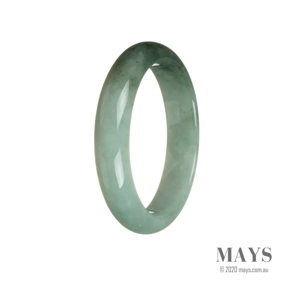 Authentic Grade A Bluish Green with Deep Green Traditional Jade Bracelet - 58mm Half Moon - Image 3