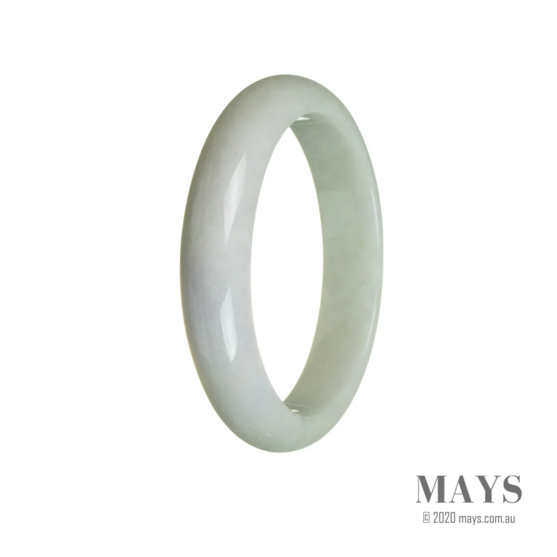Genuine Untreated Pale Green with Lavender Jadeite Bangle Bracelet - 60mm Half Moon - Image 2