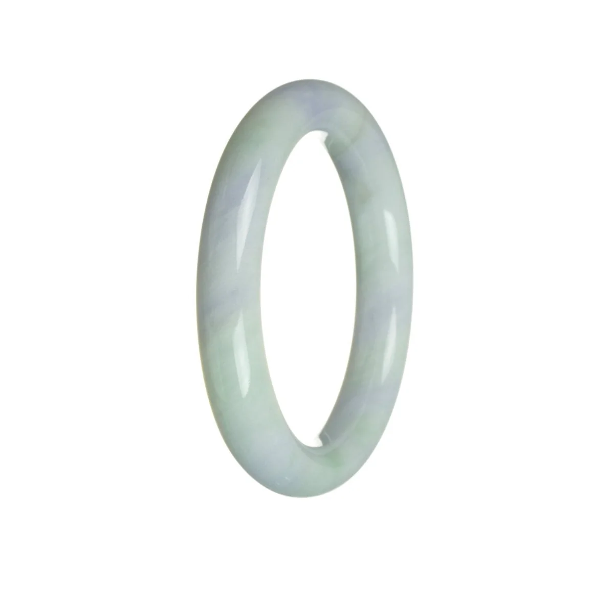 Real Untreated Green with Lavender Jadeite Bangle Bracelet - 56mm Round - Image 2