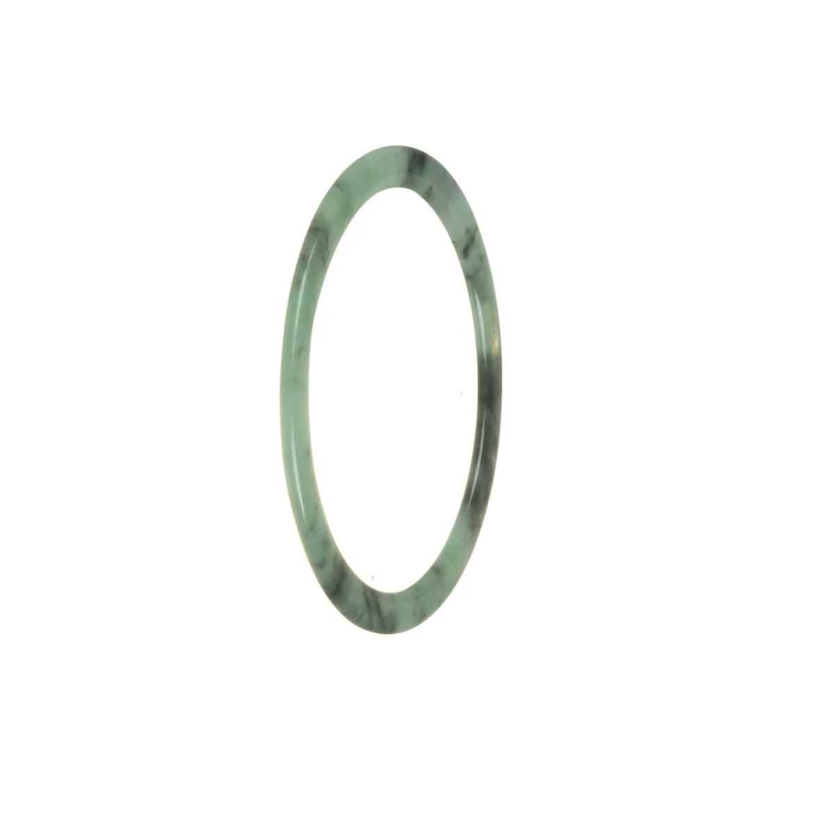 Genuine Grade A Green with Grey Jade Bangle Bracelet - 55mm Thin