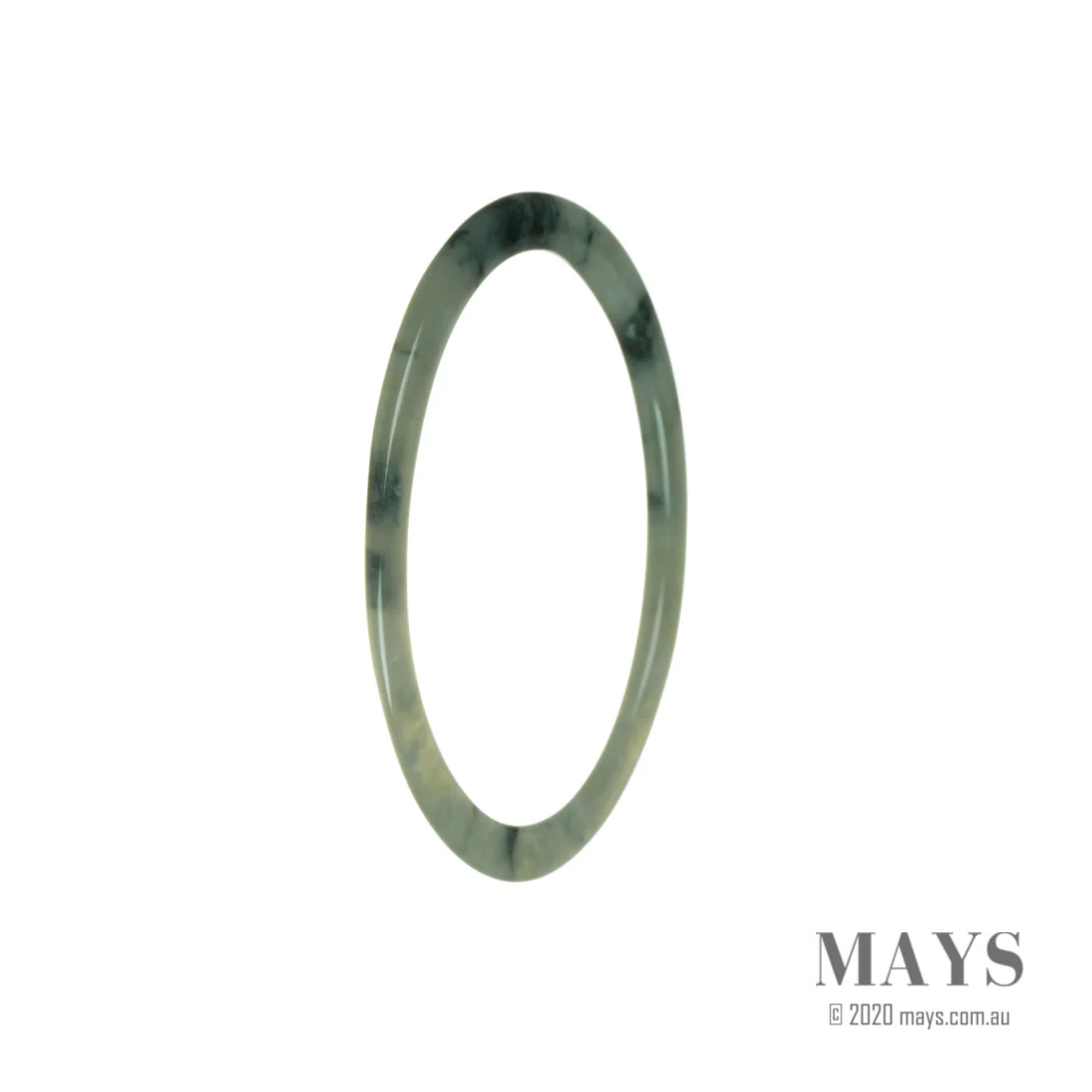 Genuine Type A Flower Burmese Jade Bangle Bracelet - 59mm Thin - Image 2