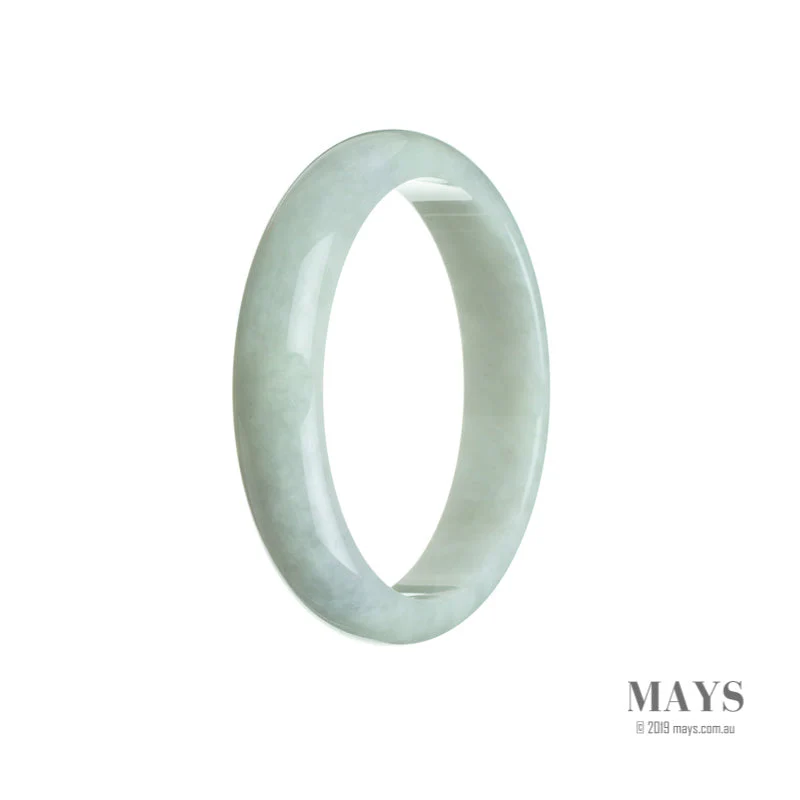Genuine Grade A Pale green with hints of Lavender Burmese Jade Bangle - 56mm Half Moon