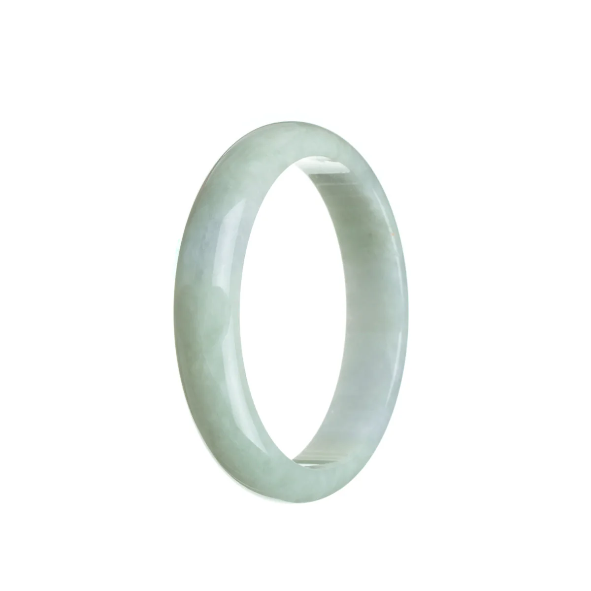 Authentic Untreated Pale Green Jade Bracelet - 56mm Half Moon - Image 2