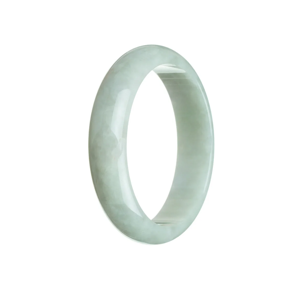 Real Natural Pale Green Burma Jade Bracelet - 56mm Half Moon
