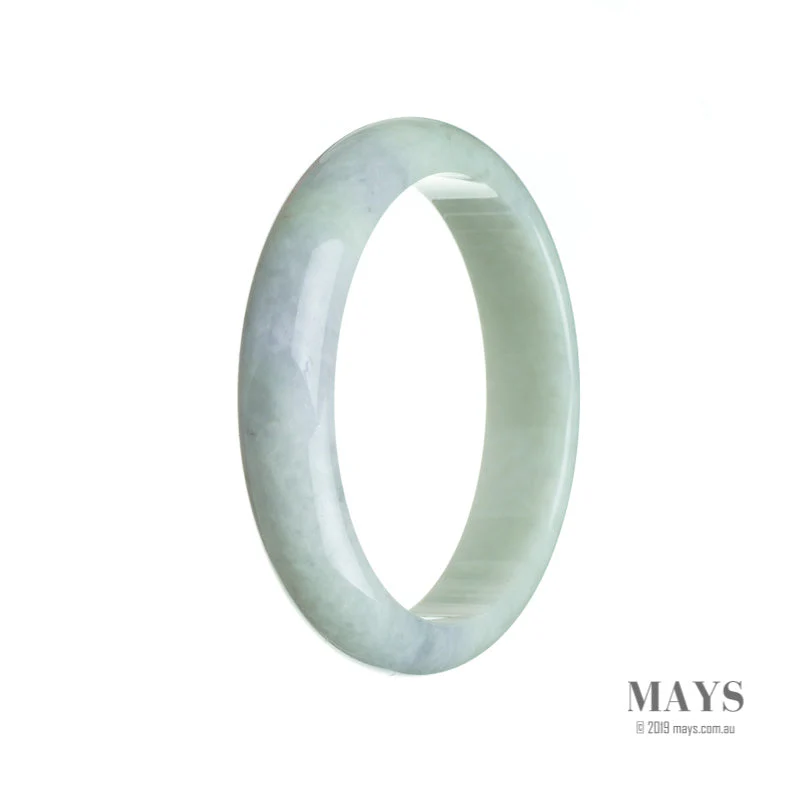 Authentic Grade A Pale green with hints of Lavender Jadeite Bangle Bracelet - 60mm Half Moon - Image 2