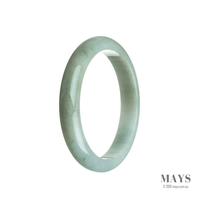 Genuine Natural Pale Green with hints of Lavender Burma Jade Bangle - 57mm Semi Round - Image 2