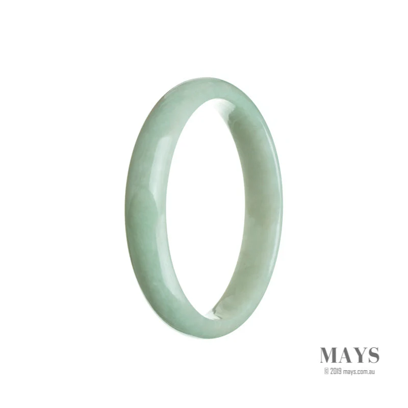 Genuine Grade A Light Green Burmese Jade Bangle - 56mm Half Moon - Image 2
