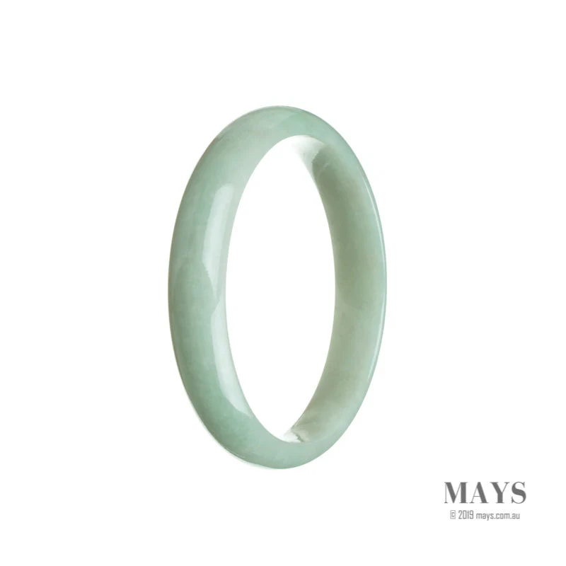 Genuine Grade A Light Green Burmese Jade Bangle - 56mm Half Moon - Image 3