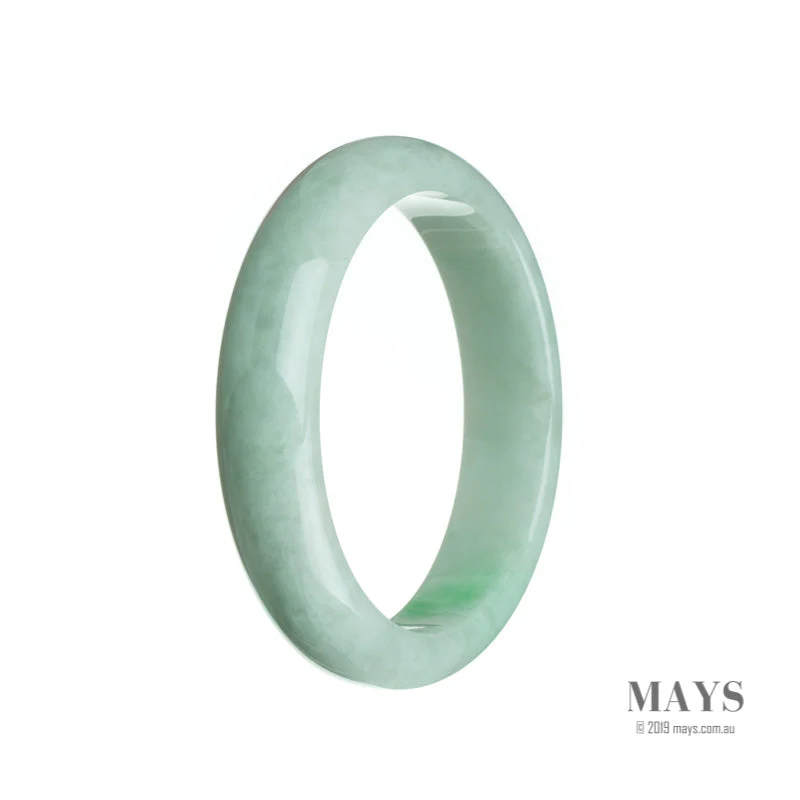 Certified Natural White with green Jadeite Bangle Bracelet - 58mm Half Moon - Image 2