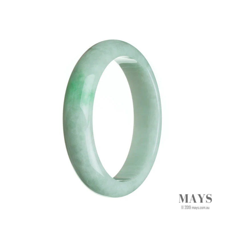 Certified Natural White with green Jadeite Bangle Bracelet - 58mm Half Moon - Image 3